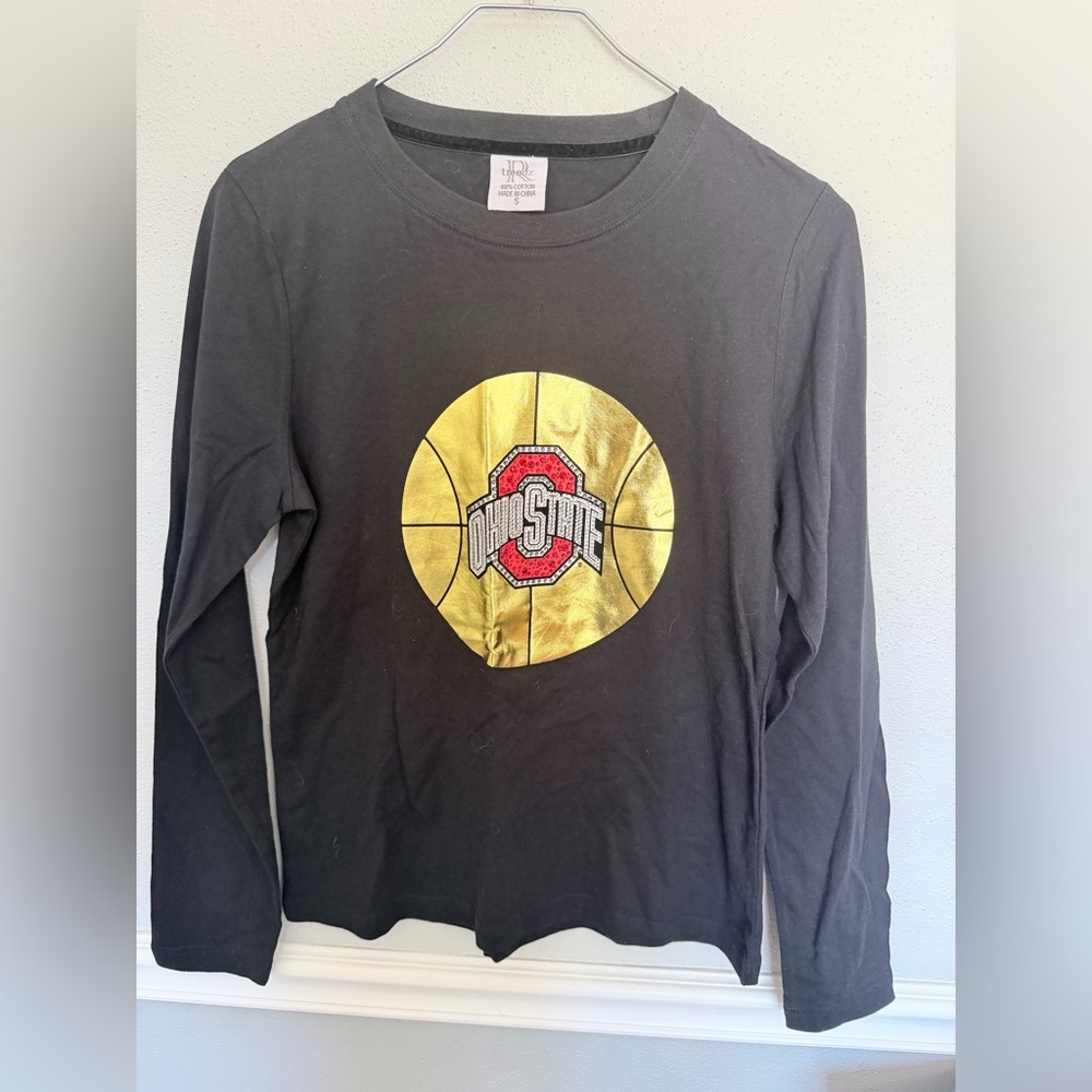 Women’s Ohio State Buckeye’s Basketball Blingy Long Sleeve T Shirt By Trendz‎